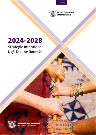 2024-2028 Strategic Intentions cover image showing four ethnically diverse hands holding a single stick